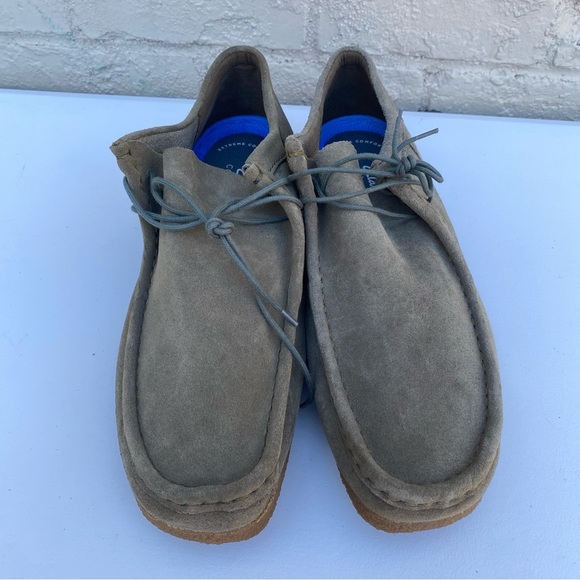 Clarks Shacre II Run olive Suede Moccasin Slip on shoes Men Size 12 wallaby - Picture 11 of 14